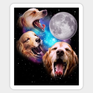 Three Golden Retrievers Howl at the Moon Sticker